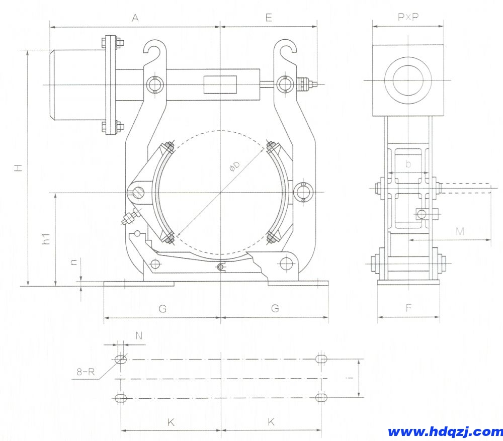 MW、MWZ型電磁鼓式制動器外形尺寸圖 MW、MWZ型電磁鼓式制動器外形尺寸圖