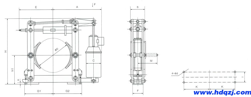 廠用防爆制動器外形尺寸圖 廠用防爆制動器外形尺寸圖