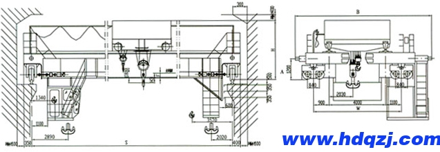 QD型100/20噸電動雙梁橋式起重機 QD型100/20噸電動雙梁橋式起重機