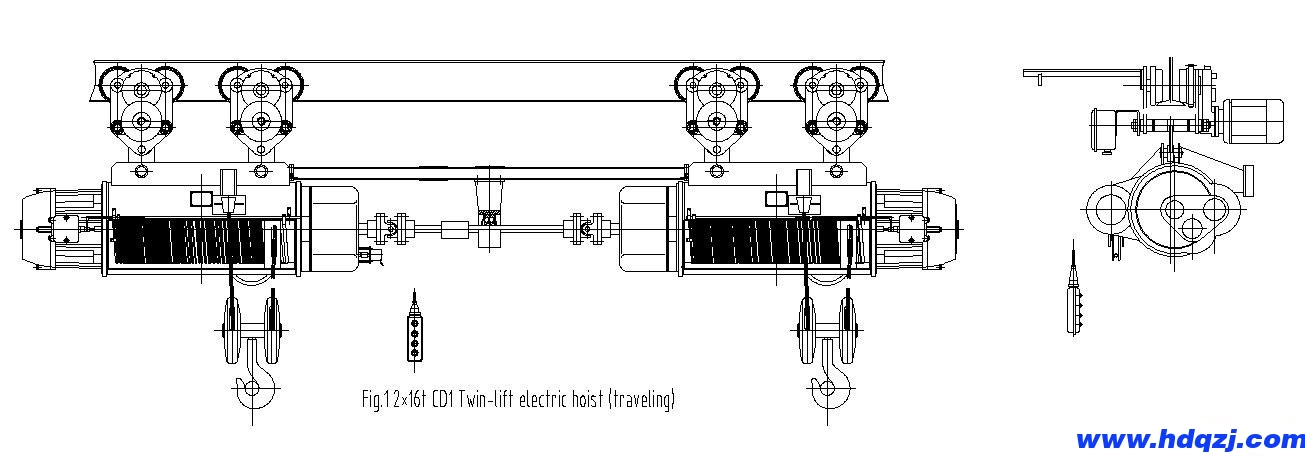 雙吊點電動葫蘆結構圖 雙吊點電動葫蘆結構圖
