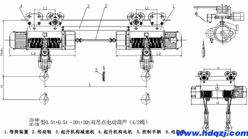 雙鉤鋼絲繩電動葫蘆 雙鉤鋼絲繩電動葫蘆